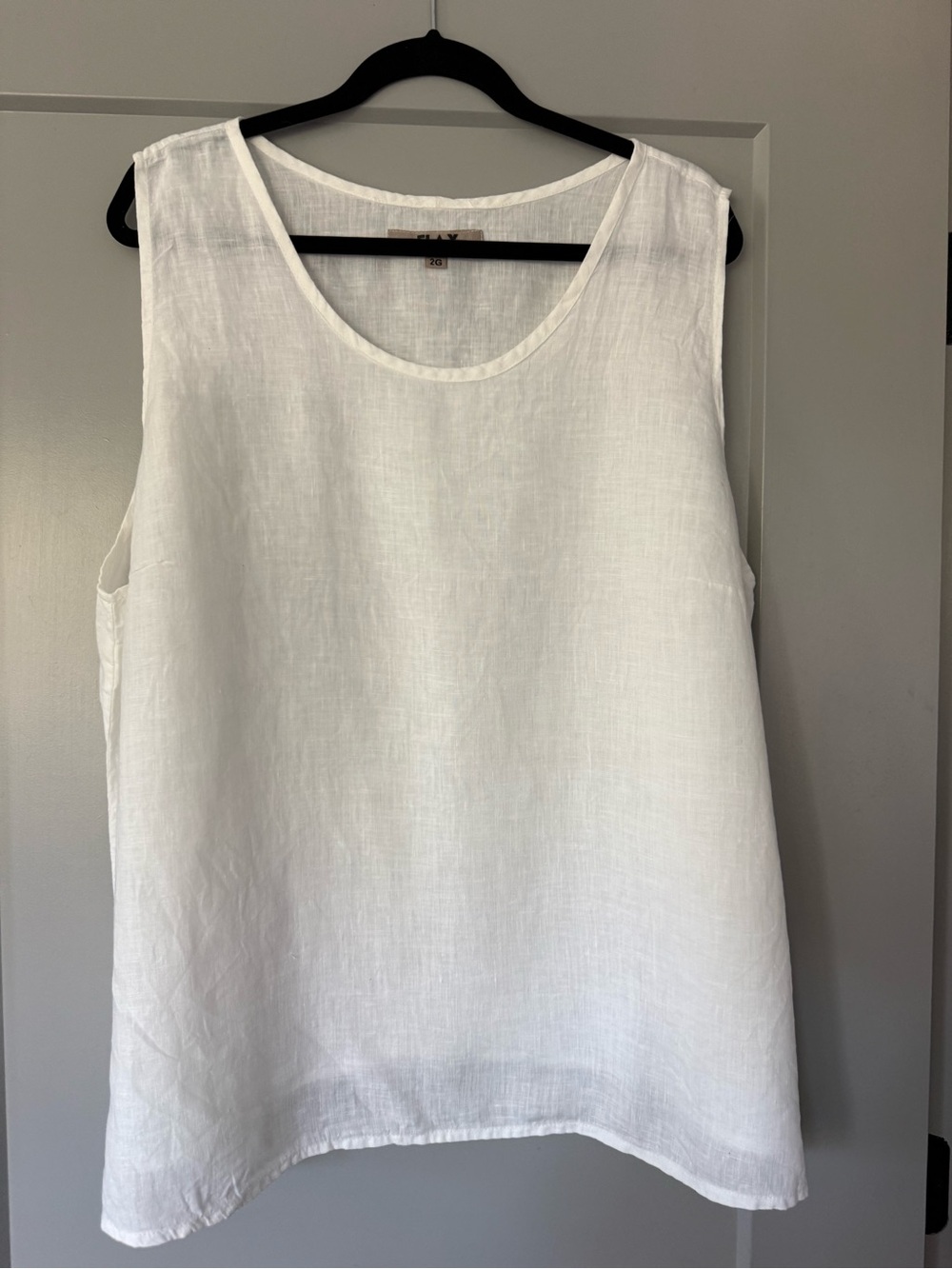 Flax Linen Tank Top Sleeveless Scoop Neck Large Lagenlook Minimalist Sz 2X